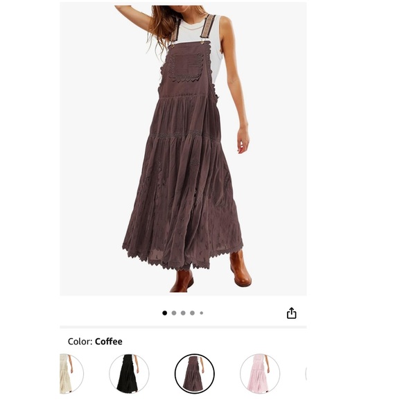 Maxi Dress Adjustable Strap Pleated Tiered Swing Long Dress with Pockets - Picture 3 of 6